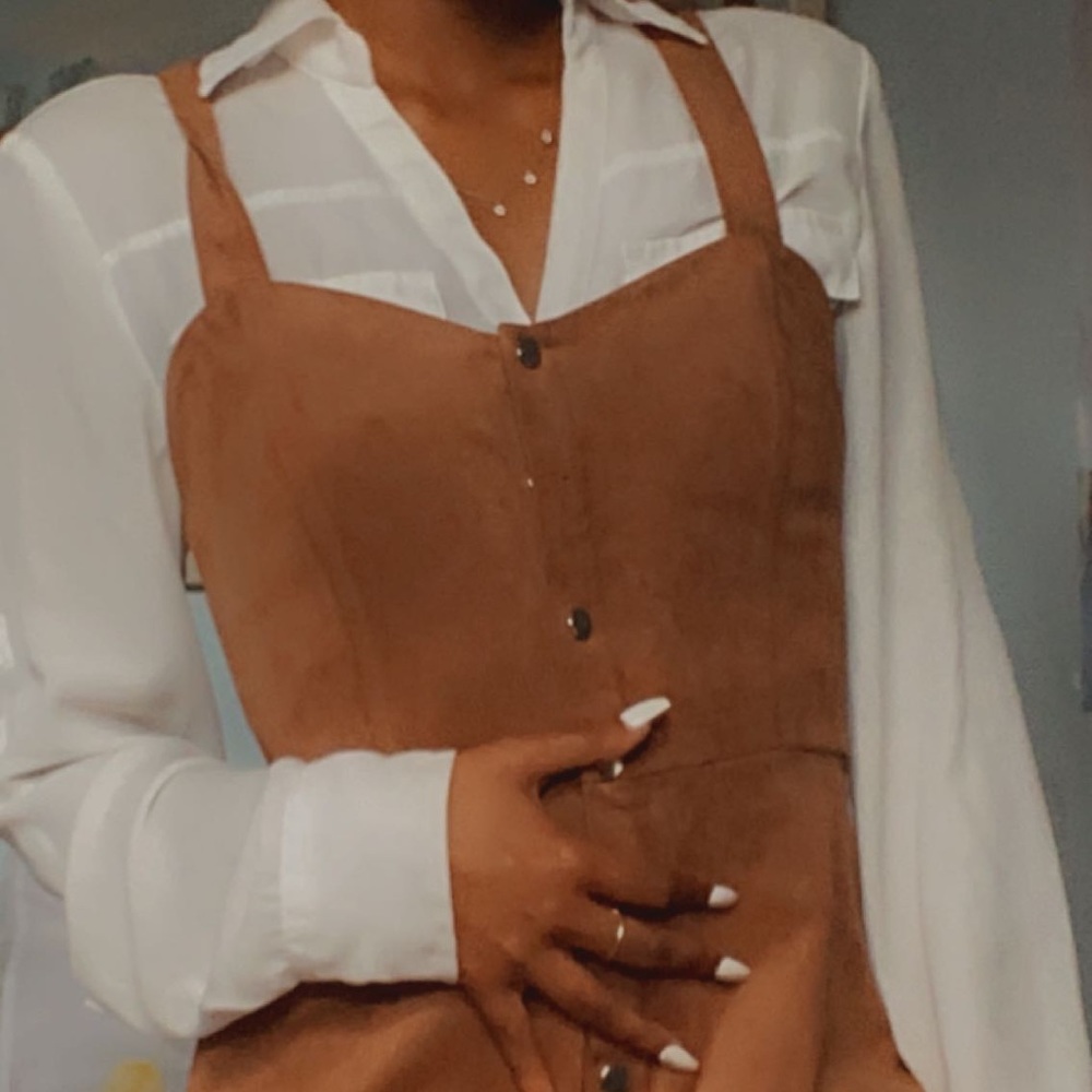 Beige soft button up dress